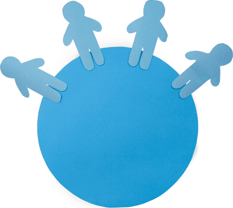 paper cutout figures on transparent circular blue background - Download Free Stock Videos Pikwizard.com