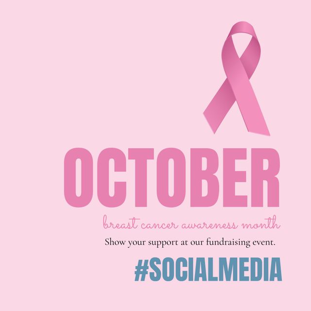 Breast Cancer Awareness Month October Pink Ribbon Social Media Template - Download Free Stock Templates Pikwizard.com