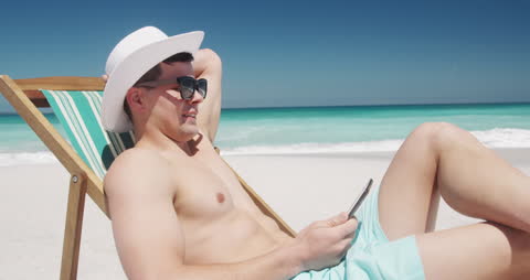 Relaxing on Beach in Summer Sunny Day
