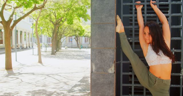 Young Woman Practicing Ballet Outdoors, Dancer Stretching in Urban Environment - Download Free Stock Images Pikwizard.com