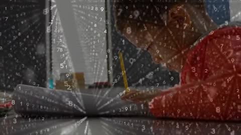 Young Student Learning with Numbers Animation Overlay