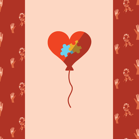 Heart with Puzzle Pieces on Transparent Background