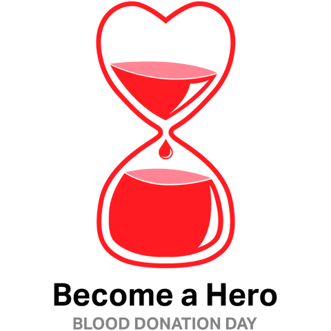 Become hero logo promoting blood donation day transparent