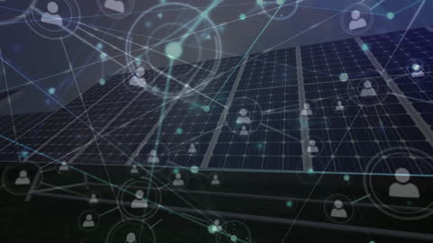 Futuristic Solar Energy Network Connection Simulation