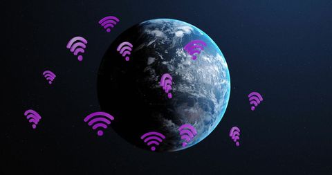 Global Connectivity Concept with Wi-Fi Symbols Around Earth - Download Free Stock Images Pikwizard.com
