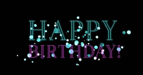 Bright Happy Birthday Text with Floating Dots on Dark Background - Download Free Stock Images Pikwizard.com
