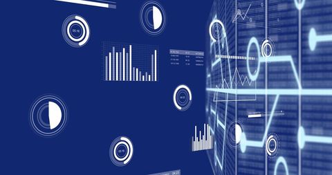 futuristic digital data visualization with charts in blue virtual space - Download Free Stock Images Pikwizard.com