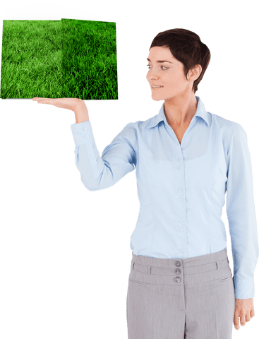businesswoman displaying book of transparent grass concept - Download Free Stock Videos Pikwizard.com