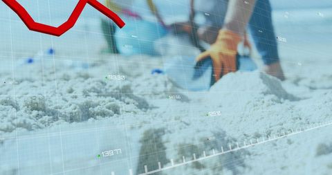 Economic decline chart with community beach cleanup