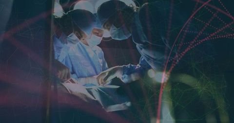 Surgeons Performing Operation Under Bright Lights in Operating Room