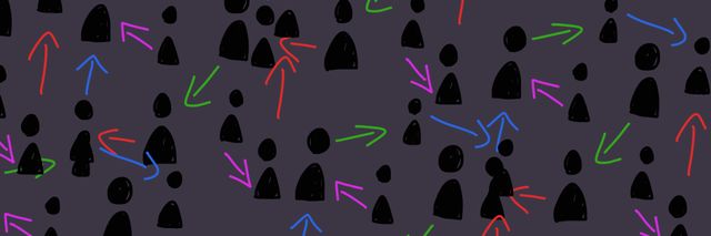 Composition of arrows and shapes over gray background. Party, celebration and pattern concept digitally generated image.