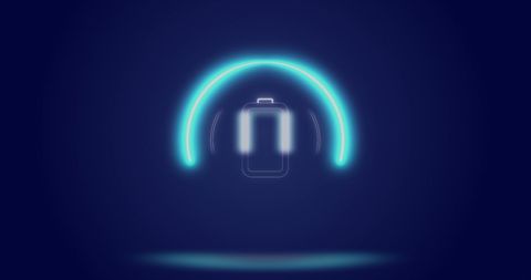 Glowing Battery Icon with Loading Circle on Navy Background - Download Free Stock Images Pikwizard.com
