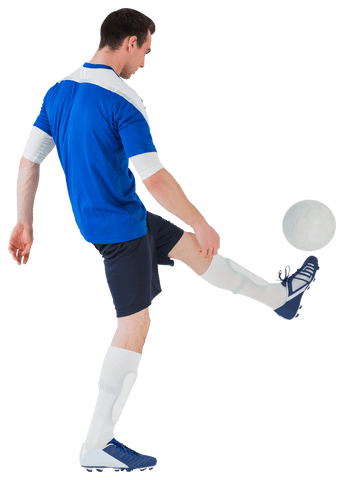 Transparent Soccer Player Performing a Kick with Blue Kit