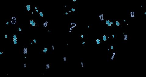 Floating Blue Puzzle Pieces and Numbers on Black Background - Download Free Stock Images Pikwizard.com