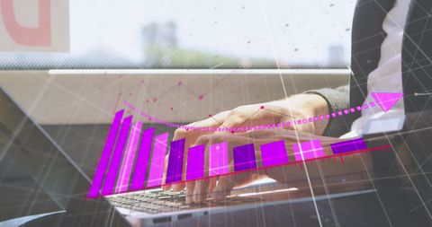 Businessman Analyzing Financial Data on Laptop with Digital Graph Overlay - Download Free Stock Images Pikwizard.com
