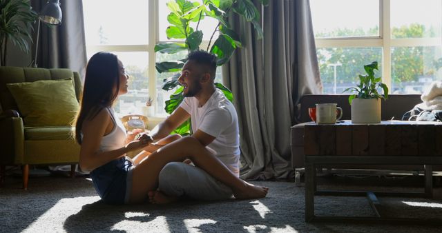 Couple Spending Quality Time Together in Cozy Living Room - Download Free Stock Images Pikwizard.com