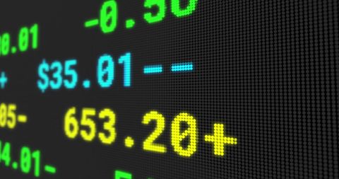 Digital Stock Market Display Board Showing Fluctuating Figures - Download Free Stock Images Pikwizard.com