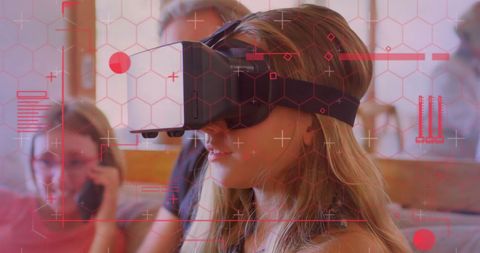 Girl Engages with Virtual Reality Indoors amid Digital Overlay - Download Free Stock Images Pikwizard.com