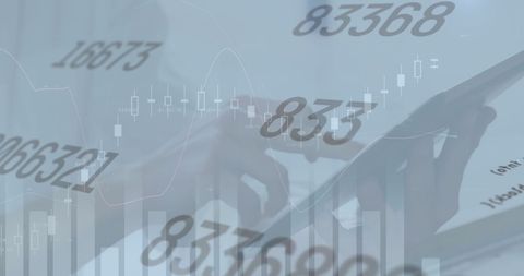 Hands Interacting with Digital Financial Graphs on Tablet