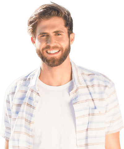 Happy caucasian man smiling on transparent background