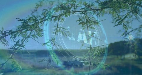 Nature and Technology Fusion with Digital HUD Overlay