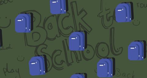 Seamless Pattern of Blue Schoolbags with Back to School Theme