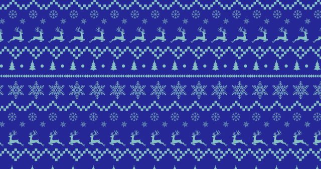 Seamless Christmas Pattern with Reindeer and Trees on Blue Background - Download Free Stock Images Pikwizard.com