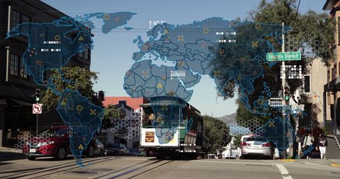Global Data Network Overlay on Urban Street - Download Free Stock Images Pikwizard.com