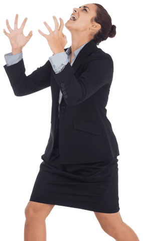 Frustrated Businesswoman Screaming on Transparent Background