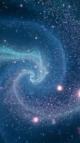 Rotating Spiral Nebula Vortex Pulling Cosmic Particles Vertical Video for Backgrounds