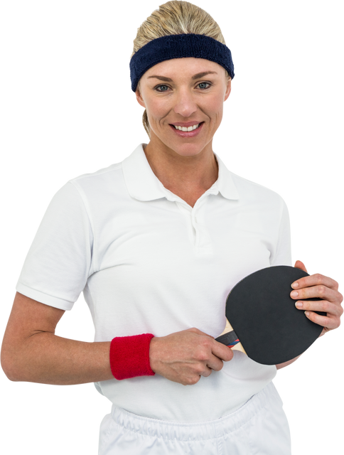 Transparent Background Female Athlete Holding Table Tennis Paddle Smiling - Download Free Stock Videos Pikwizard.com