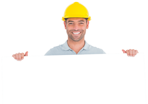 Smiling Construction Worker Holding Blank Placard Transparent Background - Download Free Stock Videos Pikwizard.com