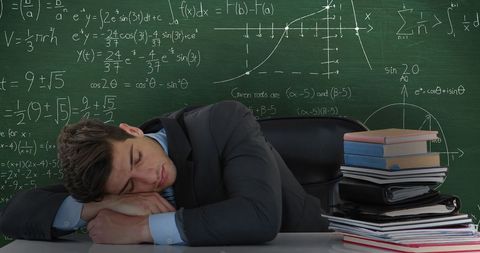 Sleepy Student Sleeping over Complex Math Problem, Daydreaming Future - Download Free Stock Images Pikwizard.com