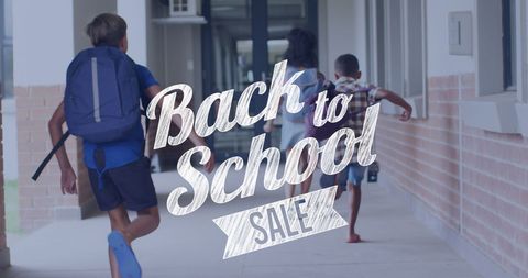 Back to School Sale Advertisement with Excited Schoolchildren - Download Free Stock Images Pikwizard.com