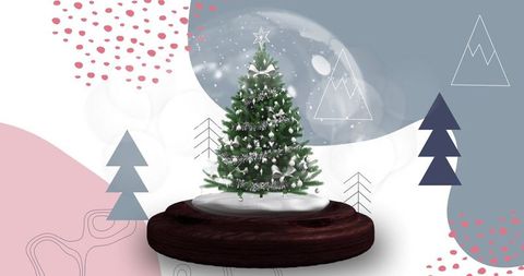 Decorative Snow Globe with Christmas Tree in Winter Theme