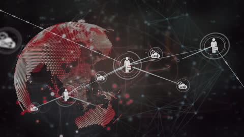 Global Technology Network with Icon Connections