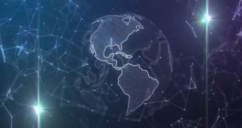 Futuristic wireframe globe with network connections