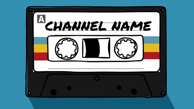Retro cassette tape template ideal for promoting nostalgic music events, social media posts, or marketing materials. Use the vintage design to evoke the charm of 80s and 90s music culture. Personalize it with your channel or event name for a unique touch. Great for flyers, posters, and online banners celebrating classic tunes and throwback themes.