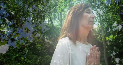 Peaceful Seniors Meditating Outdoors in Harmonious Nature