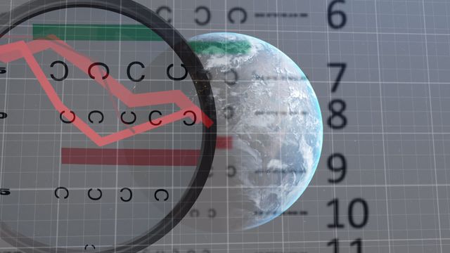 Visual representation of business trends featuring Earth, created to illustrate the interconnectedness of global economics. Useful for presentations on international market analysis, strategic business planning involving global data, economic studies focusing on planetary impacts, and digital media conveying concepts of global finance dynamics.