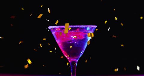 Vibrant Party Cocktail with Sparkling Confetti