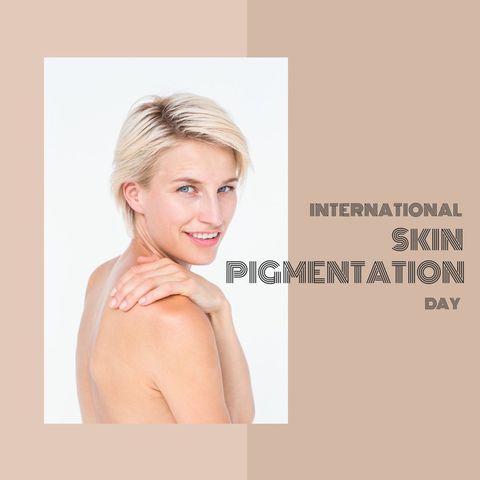 Smiling Caucasian Woman Celebrating International Skin Pigmentation Day - Download Free Stock Templates Pikwizard.com