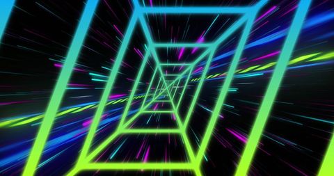 Dynamic Neon Shapes on Luminous Speed Background