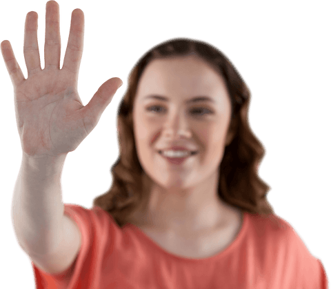 Transparent Background of Smiling Woman Waving Hello - Download Free Stock Videos Pikwizard.com