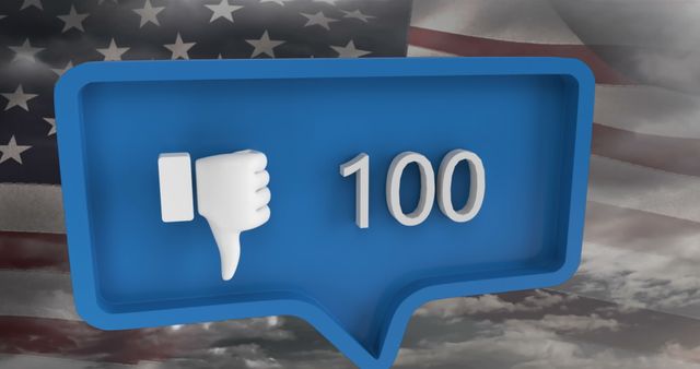 Social Media Dislike Notification Concept with USA Flag - Download Free Stock Images Pikwizard.com