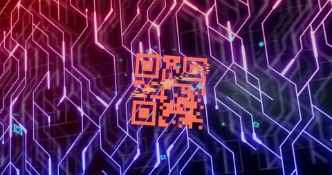 Futuristic QR Code with Neon Geometric Design - Download Free Stock Images Pikwizard.com