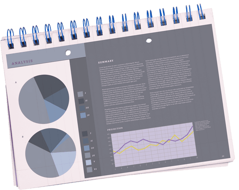transparent spiral notepad displaying graphs and charts - Download Free Stock Videos Pikwizard.com