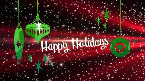 Festive Holiday Greeting with Hanging Green Ornaments