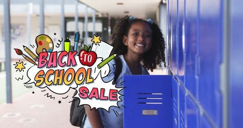 Excited Student Opening Locker for Back to School Sale