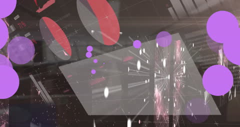 Abstract Animation of Floating Violet Dots with Data Overlay